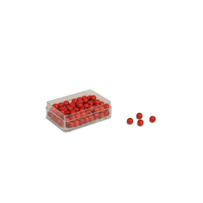 Kunststoffkasten mit 100 roten Perlen