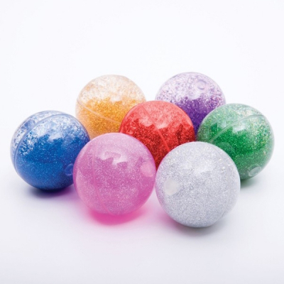 Regenboog glitterballen (set van 7)