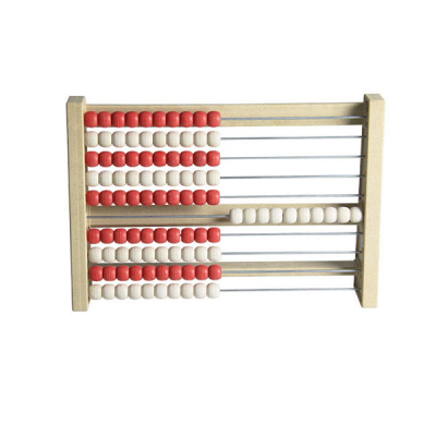 Re-Wood - Rechenständer bis zu 100 Einzel - Rot - Weiß - Perlen - Abakus