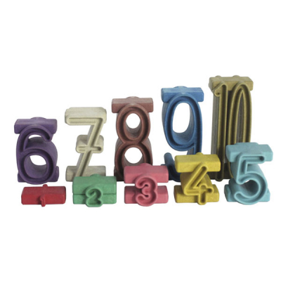 Stapel-Zahlen "Zahl-auf-Zahl", 34-tlg., "Montessori-Farben"